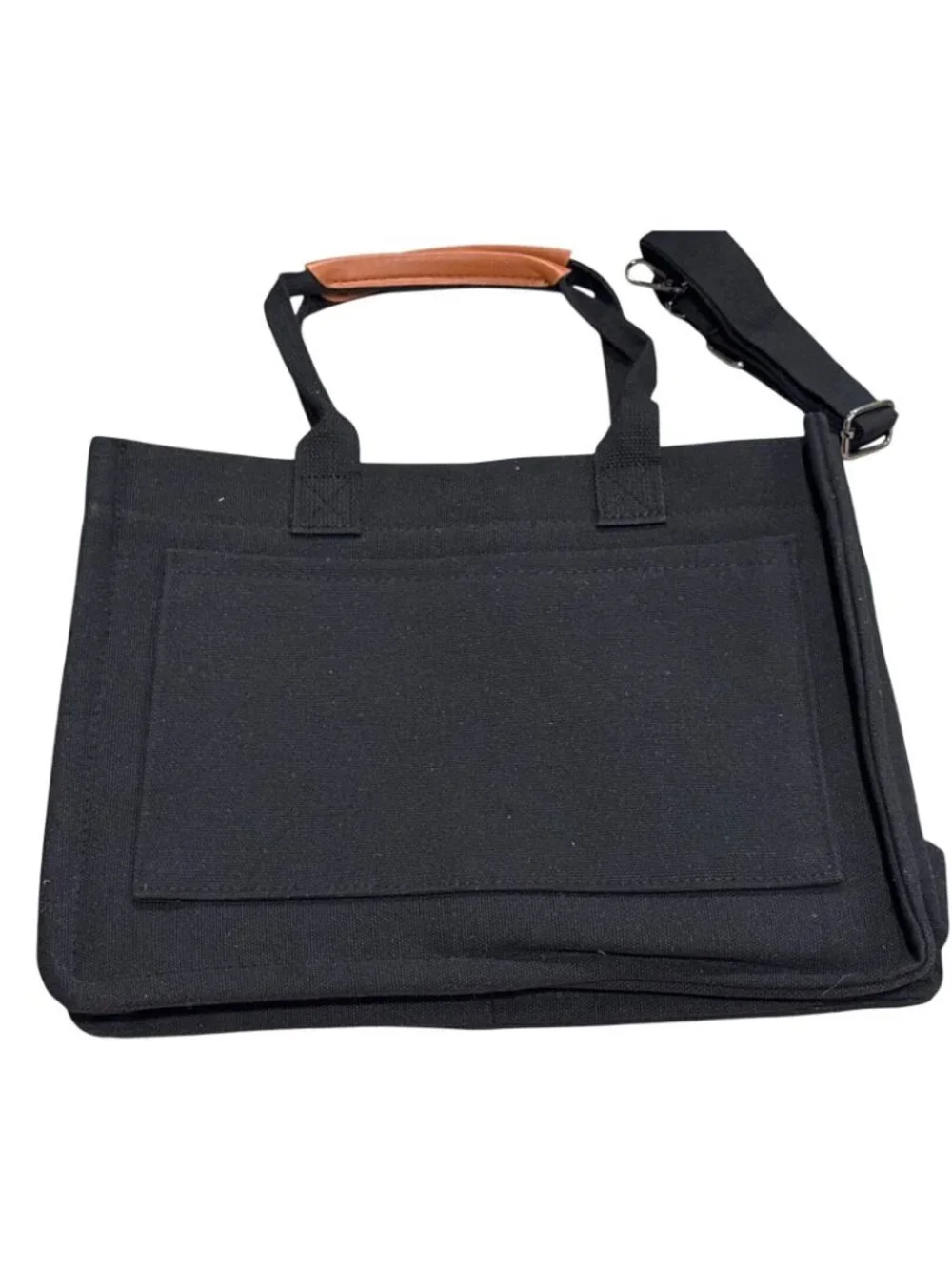 ZHMO Canvas Tote Bag With Pockets Crossbody Bags for Women in Black Purse
